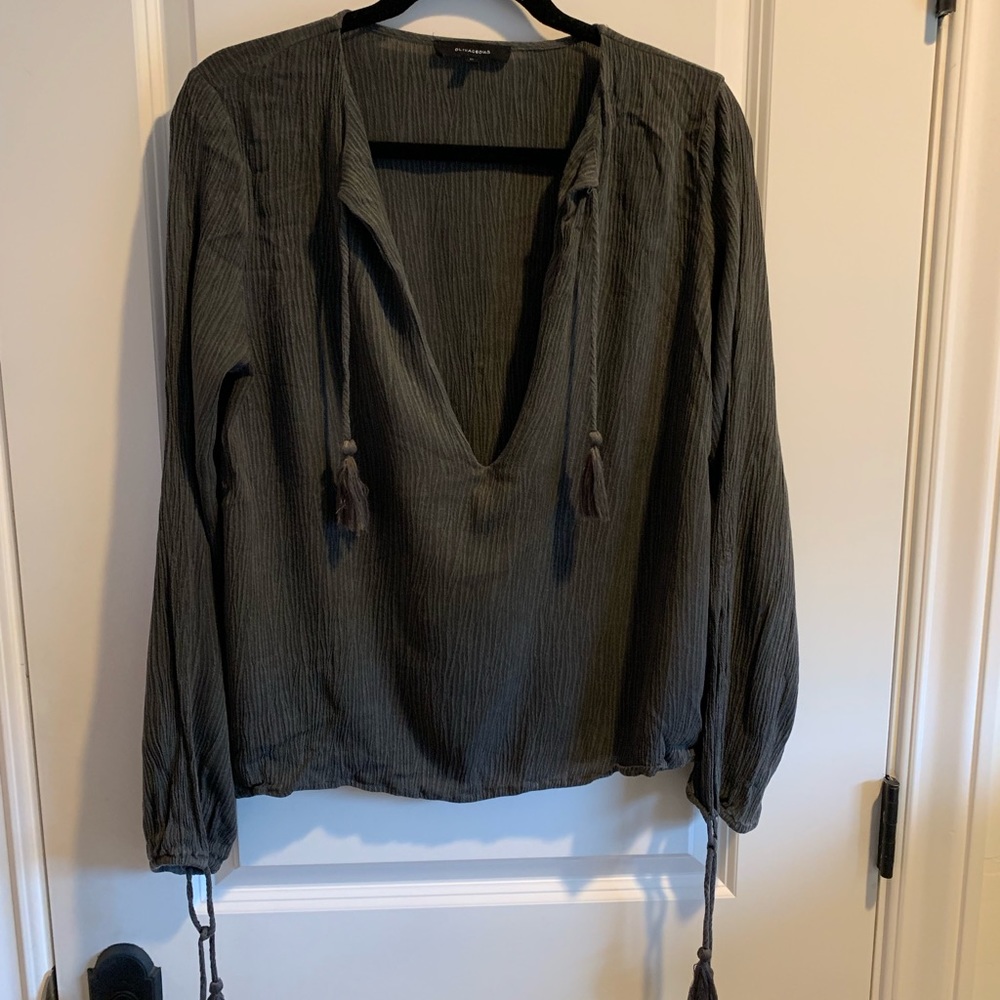 Deep V Grey Blouse